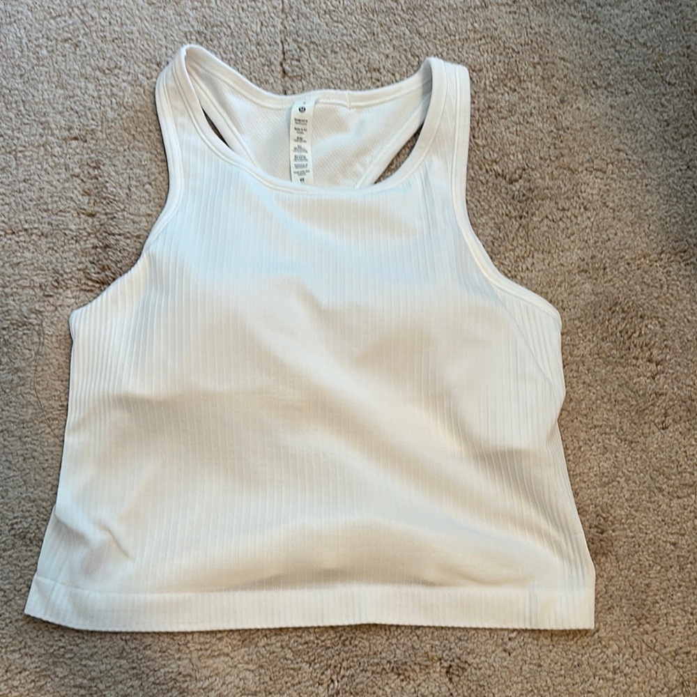 Lululemon Athletica White Ribbed Tank Top